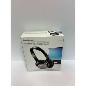 Brookstone Wireless‎ TV Headphones Infrared Stereo System Black Silver 609188